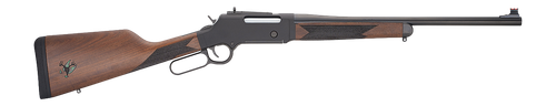 Henry Long Ranger Big Woods Carbine 308 Win, 18.5" Barrel, Black Receiver, Orange Fiber Optic Front, Skinner Rear Peep, Walnut Stock, 4rd