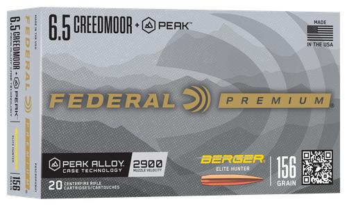 Federal 6.5 Creedmoor +PEAK 156gr Berger Elite Hunter 20 rd Box