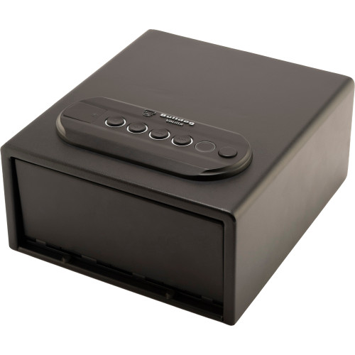 Bulldog Cases Single  Vault, 11"x8"x5", Trio Lock-Key, LED Code and Biometric Fingerprint Reader, Standard Front Style Safe, Black