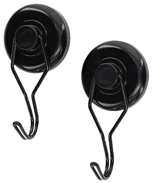 Lockdown Magnetic Hook Black Steel Holds 20 lbs 2 Pack