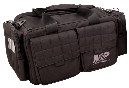 M&P Accessories Officer Tactical Range Bag made of Nylon with Black, Accessory Pocket, Padded Ammo Bag, Carry Strap & Single Handgun Case 18" W x 10" H x 10" D Interior Dimensions