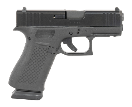 GLOCK 43X, Sub-Compact, 9mm, 3.41" Barrel, nDLC Finish, Black, Front Rail, No Finger Grooves, Fixed Sights, 15rd, 2 mags