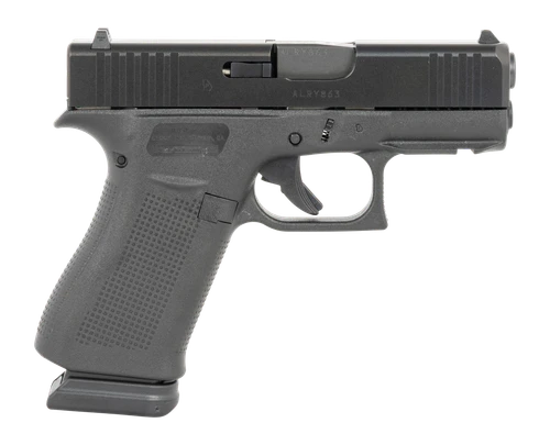 GLOCK 43X, Sub-Compact, 9mm, 3.41" Barrel, nDLC Finish, Black, Front Rail, No Finger Grooves, Fixed Sights, 15rd, 2 mags