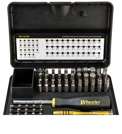 Wheeler 65 Piece Hex/Torx Driver Set, Includes 2 Bit Drivers, 63 Hex/Torx Bits, and Hard Case, Black