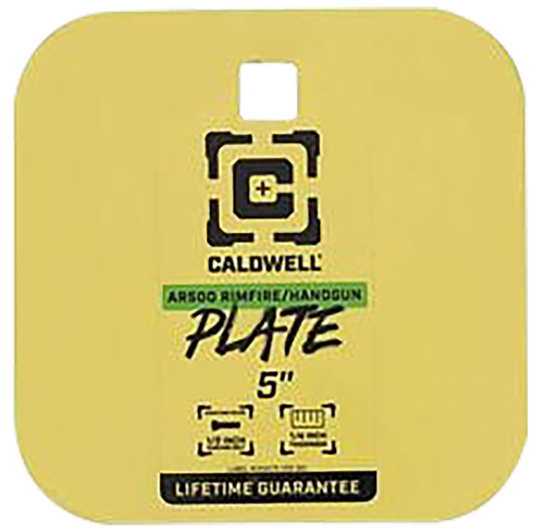 Caldwell AR500 Rimfire/Handgun Gong, 1/4" Steel Target, 5" Square, Yellow