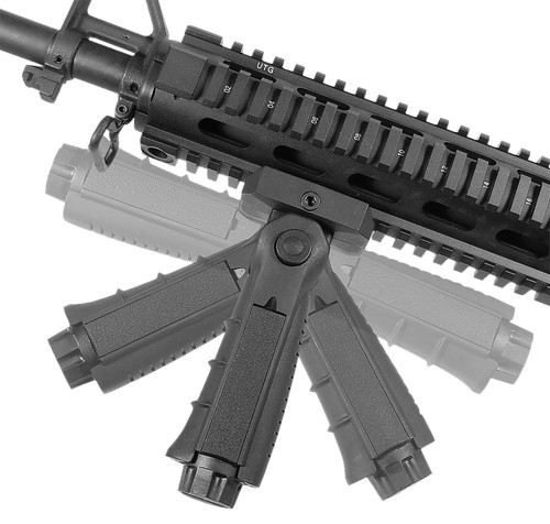 UTG Model 4 Vertical Foregrip, Fits Picatinny, Ergonomic, Ambidextrous, 5-position Foldable Foregrip, Black