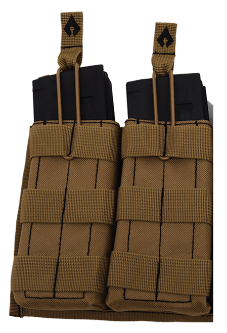 Advance Warrior Solutions Double Mag Pouch Open Top Tan, Molle Attachment for AR Style Mags