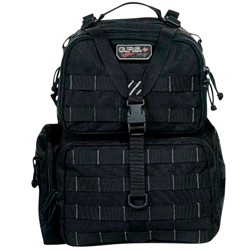 G*Outdoors GPS-T1913BPB Tactical Range Backpack Tall Black 1000D Polyester with Removable Pistol Storage, MOLLE Webbing & Lockable Zippers Holds 4 Handguns, Ammo & Accessories