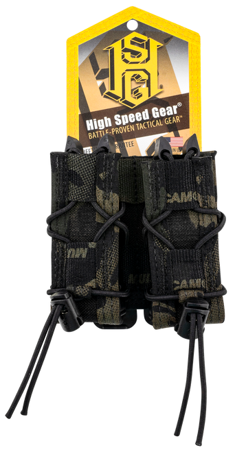 High Speed Pistol TACO, Double Magazine Pouch, Molle, Fits Most Pistol Magazines, Hybrid Kydex and Nylon, Multicam Black