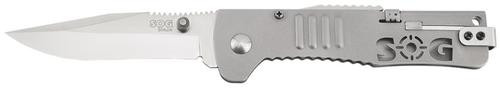 SOG SlimJim, 3.18" Folding Knife, Clip Point, Plain Edge, 420 Stainless Steel/Bead Blasted Frame, AUS 8/Satin Finish SJ31-CP