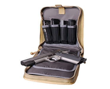 G Outdoors GPS-T1175PCT Tactical Pistol Case Tan 1000D Nylon with Lockable Zippers & DuPont Teflon Coating Holds Medium Pistol & 4 Magazines Compatible with Tactical Range Backpack