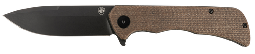 Templar Knife Paladin 3.27" Folding Drop Point Plain Black Powder Coated D2 Steel Blade, 4.40" Brown Micarta Handle Includes Pocket Clip