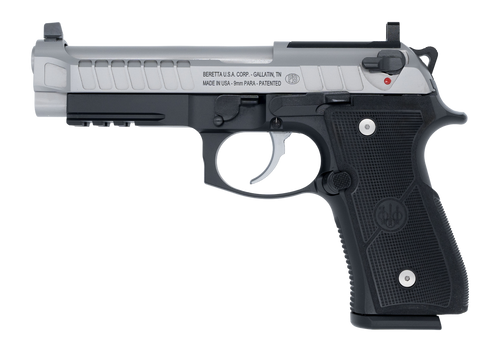 Langdon Tactical Beretta 92 Elite 9mm, 4.7" Barrel, Inox, Optic Ready-Serrated, Black Frame, Picatinny Rail, Textured Grip, 18rd