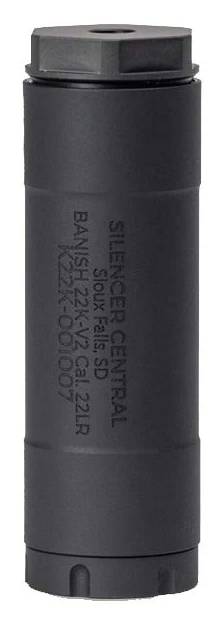 Banish 22K Suppressor Black 1/2x28, Caliber range: .17 HMR to 5.7×28