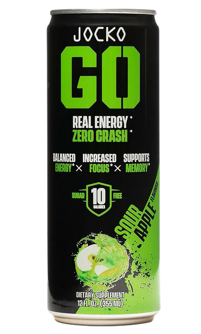 Jocko Fuel Sour Apple Energy Drinks 12oz 12Pack