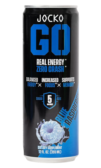 Jocko Fuel Blue Rasberry Energy Drinks 12oz 12Pack