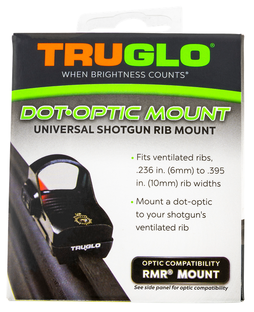 Truglo Red Dot Sight Mount, For Shotgun Vent Rib Barrel with 0.236" to 0.395" Vent Ribs Width, Fits Trijicon RMR, Nitride Finish, Black