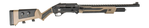 Panzer Arms FS1 Pro 12 Ga 3" 4rd, 20" Black Shrouded Barrel, Black & Flat Dark Earth Cerakote Receiver M-Lok Handguards, Flat Dark Earth Adj Cheekrest