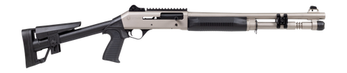 Panzer Arms M4 Marine 12 Ga 3" 5rd, 18.50" Nickel Barrel, Nickel Aluminum Receiver Picatinny Rail, Black Skeleton Stock & Grip