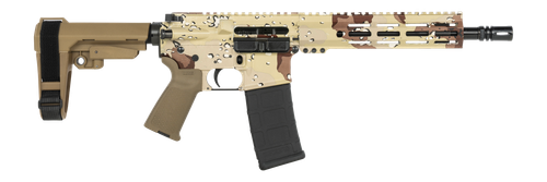 Shark Coast Tactical Chocolate Chip Cerakote 5.56mm 30rd, 10.5" Threaded Barrel, Picatinny Rail, M-Lok Handguard, Polymer SB Tactical SBA3 Brace