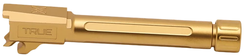 True Precision Barrel, 9mm, Fits P365 Fuse, TiN Finish, Gold, Threaded Barrel, 1/2x28 Thread Pitch