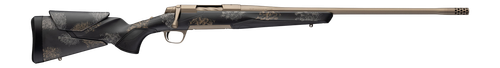 Browning X-Bolt 2 Speed HD Full Size 6.5 PRC 3rd,24" Smoked Bronze Cerakote Fluted Threaded Barrel, Smoked Bronze Cerakote Steel Drilled & Tapped Receiver, Bronze/Gray Camo Black Overmold