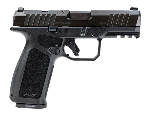Rost Martin RM1X *CA Compliant Compact 9mm 10rd, 4" Match Grade Barrel, Steel Optic Ready/Serrated Slide, Black Polymer Frame Picatinny Rail, Interch
