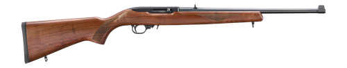 Ruger 10/22, 22 LR, 18.5" Barrel, Satin Black, Walnut Stock, Adjustable Rear Sight with Gold Bead Front, 10rd