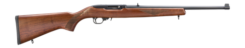 Ruger 10/22, 22 LR, 18.5" Barrel, Satin Black, Walnut Stock, Adjustable Rear Sight with Gold Bead Front, 10rd
