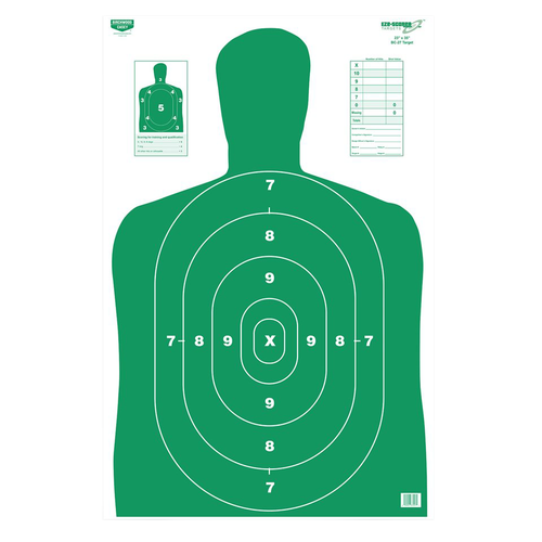 Birchwood Casey B-27 Eze-Scorer Green Silhouette Paper Target 23x35" Folded 5 Per Package