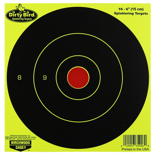 Birchwood Casey Dirty Bird Target,rd Bullseye, 6", 16 Targets, Yellow