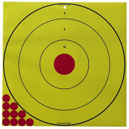 Birchwood Casey LRBET-5PK Long Range Target Adhesive Paper Bullseye Black with Yellow Target & Red Accents 5 Pack