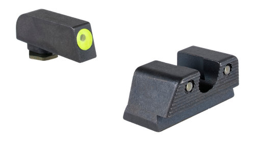 Trijicon HD Tritium Sight Set, Fits Glock 43X/48 MOS/43/42, Green Tritium with Yellow Outline Front, Green Tritium with Black Outline U Notch Rear