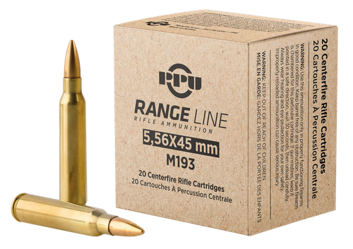Prvi Partizan Range Line, 5.56 NATO, 55gr, Full Metal Jacket Boat Tail, 20rd Box