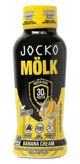 Jocko Fuel Molk Banana Cream Protein Shake, 12oz, 12-Pack
