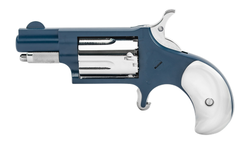 NAA Second Mate Mini 22 LR 5 Shot 1.13" Navy Blue Cerakote Barrel & Frame, High Polished Cylinder, Simulated White Pearl Grip, Safety Notch, Exposed Hammer