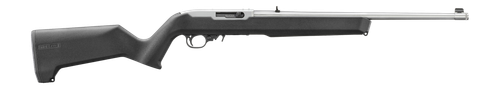 Ruger 10/22, 22 LR, 18.5" Threaded Cold Hammer-Forged Barrel, 1/2X28 Thread Pitch, Satin Finish Stainless, Black Magpul X-22 Stock, Adjustable Rear Sight, Gold Bead Front Sight, Manual Safety, Rotary Magazine, 10rd