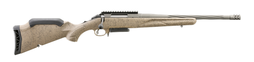 Ruger American Generation II Ranch, Bolt Action, 243 Win, 16.1" Spiral Fluted Barrel, 1:9 Twist, Threaded 5/8X24, Muzzle Brake, Cobalt, Flat Dark Earth Splatter Synthetic Stock, Manual Safety, 3rd