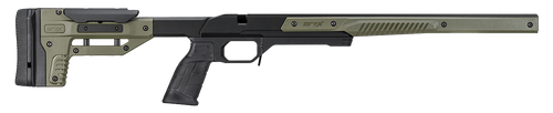 MDT Oryx Chassis Olive Drab Green/Black Aluminum, Adj. Cheekrest, M-Lok Forend, AR-Style Grip, Barricade Stop, Short Action Howa 1500 & Weatherby Vanguard
