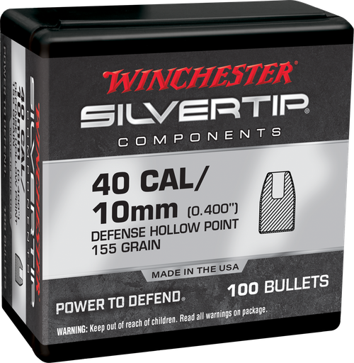 Winchester Centerfire Handgun Reloading Bullets, 40 S&W, 155gr Silvertip Hollow Point, 100rd Box, 10 Case