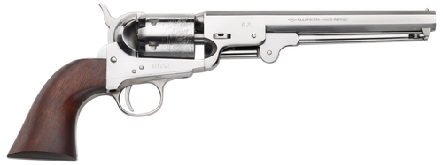 Pietta 1851 Navy "Old Silver", 36 Caliber, 7.50" Frame & Octagon Barrel, Walnut Grip, 6rd