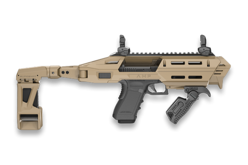 FAB Defense AMP PRO, Pistol Conversion Kit, Folding Brace, Picatinny Top Rail, Fits Glock 17/19, FDE