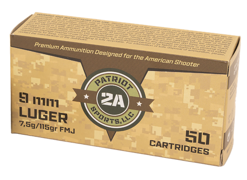 Patriot Sports Patriot Defense 9mm, 115 Gr, Full Metal Jacket, 50rd