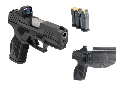 Taurus GX2 T.O.R.O Carry Kit Compact 9mm 13rd,3.38" Stainless Barrel, Matte Black Alloy Steel Serrated Optic Slide, Black Polymer Frame Picatinny Rail, Black Textured Grip, Vir