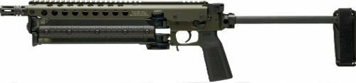 Kel-Tec KP50 Pistol, 5.7X28MM, 9.5" Threaded Barrel, Picatinny Rail Rear Adapter, Ambi Safety, Matte Finish, Green, Pistol Brace, Jungle Clip, 50 Rounds, 2 Magazines