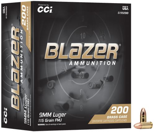 CCI Blazer Brass, 9mm, 115 Gr Full Metal Jacket, 200rd