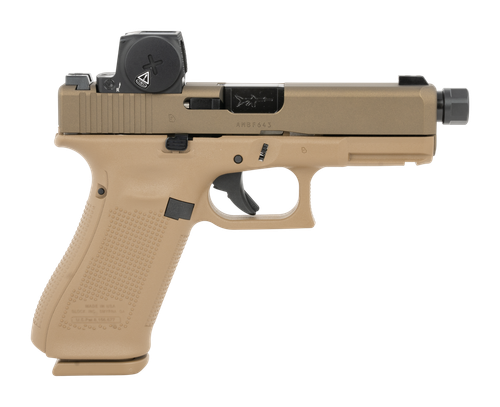 Glock 19X V Gen 5, 9mm, 4.02" Threaded Barrel, Burnt Bronze Slide, Coyote Frame, Vortex CCW Defender, Night Sights, 17-19rd Mags