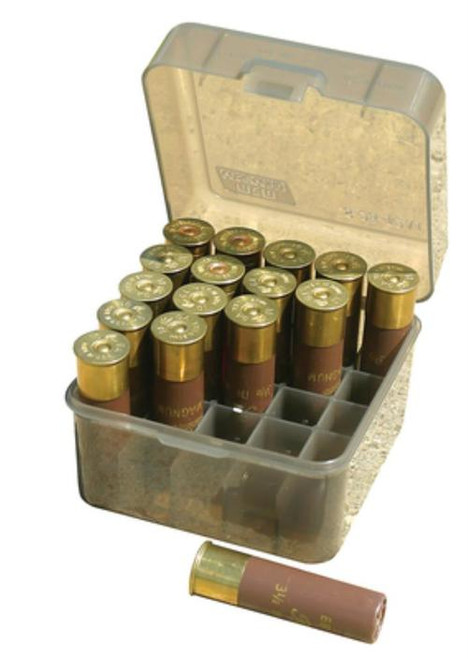 MTM Case-Gard Shotshell Box Flip-Top Multi Ga Shotgun Clear Smoke Polypropylene 25rd
