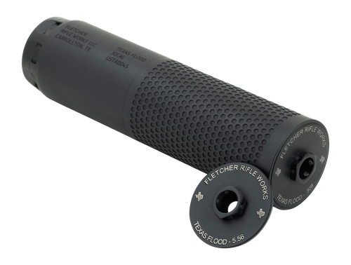 Fletcher Rifle Works Texas Flood Suppressor, 30 Cal/5.56mm, 1.75" Diameter, Black, 1.375x24 Thread