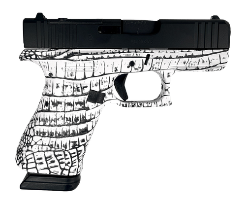 Glock 43X, 9mm, 3.41" Barrel, Optic Ready, Black Slide, White Gator Skin Frame, 15rd